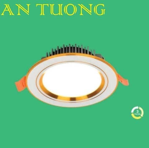  đèn led âm trần 7w viền vàng ánh sáng 3 màu, 3 chế độ, đổi màu  - bảo hành 3 năm 