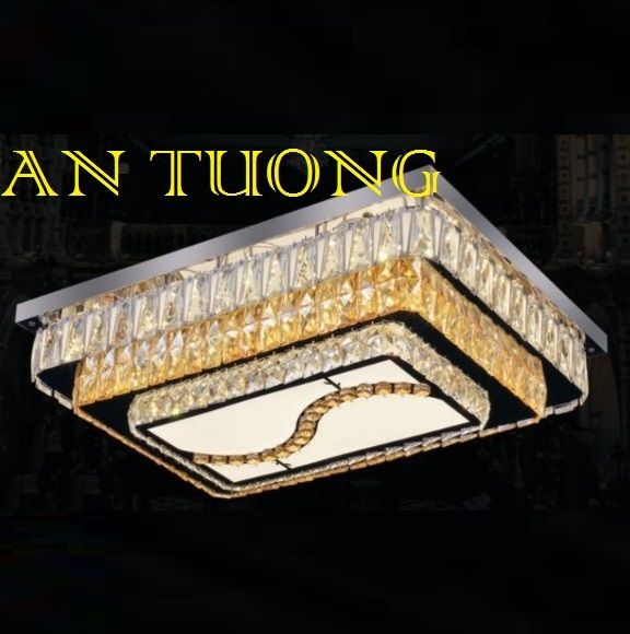 đèn mâm ốp trần pha lê led trang trí  kích thước lớn dài 700mm x rộng 500mm - 02