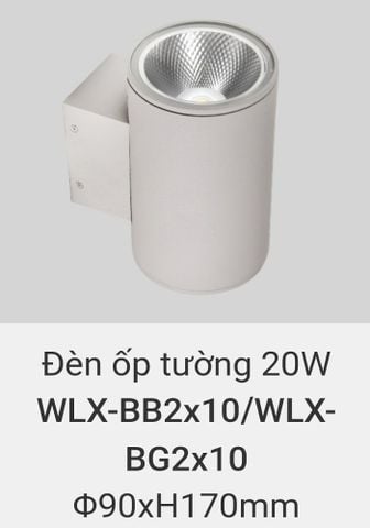  đèn ốp tường, treo tường trang trí ngoài trời vinaled 2X10w WLX BB2X10 , WLX BG2X10 