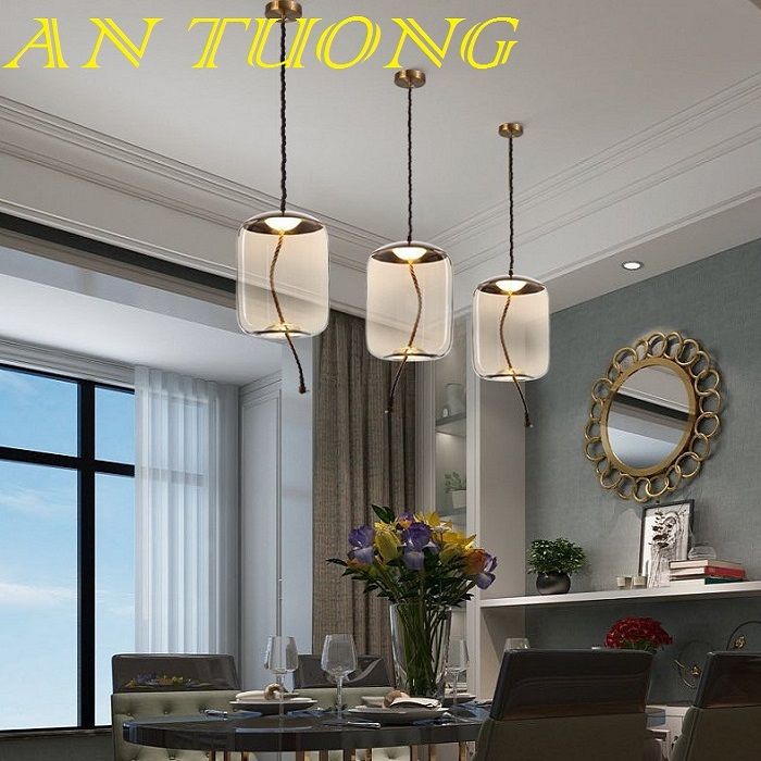 đèn treo thả trần trang trí phòng bếp đẹp, bàn đảo, quầy bar phòng ăn, bàn ăn đẹp hiện đại 01