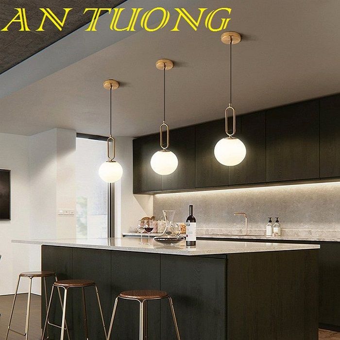 đèn treo thả trần trang trí phòng bếp đẹp, bàn đảo, quầy bar phòng ăn, bàn ăn đẹp hiện đại 03