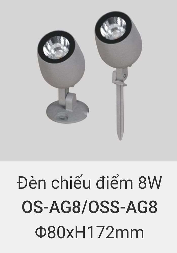 Đèn led chiếu điểm rọi cây, rọi mặt dựng tòa nhà ngoài trời chống nước IP65 vinaled 8w OS AG8 , OSS AG8