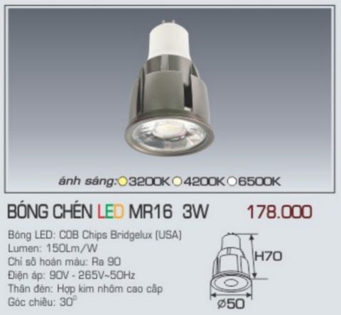  bóng chén led mr16 led 3w 