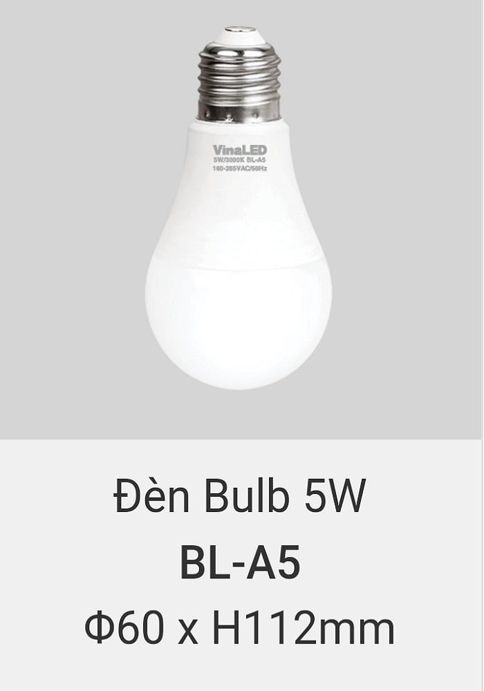 Bóng đèn led vinaled 5w BL A5