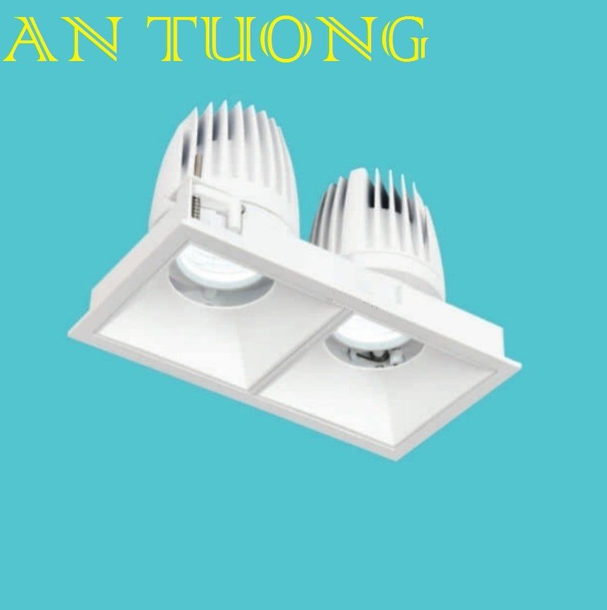 đèn led spotlight âm trần xoay chiếu điểm đôi 2 bóng 12w x 2 góc chiếu 45 độ