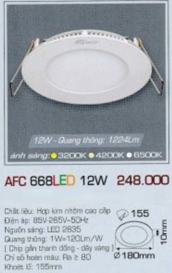 ĐÈN LED DOWNLIGHT ÂM TRẦN ANFACO 12W AFC668 / AFC 668