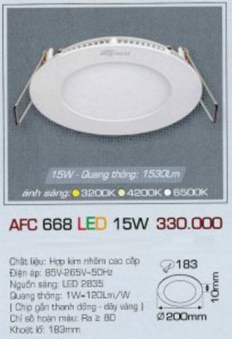  ĐÈN LED DOWNLIGHT ÂM TRẦN ANFACO 15W AFC668 / AFC 668 