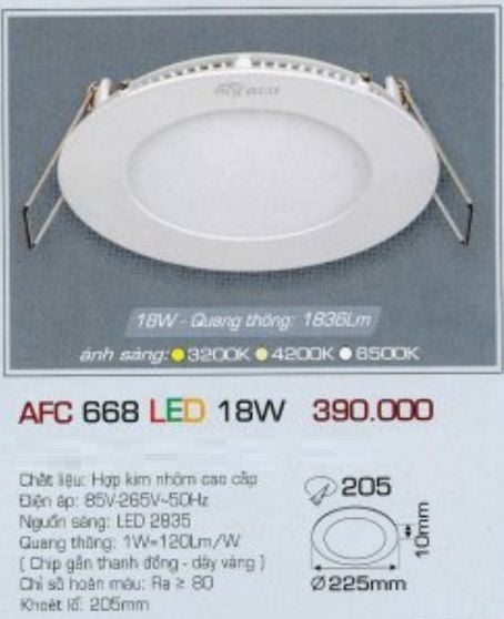 ĐÈN LED DOWNLIGHT ÂM TRẦN ANFACO 18W AFC668 / AFC 668