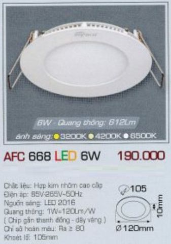  ĐÈN LED DOWNLIGHT ÂM TRẦN ANFACO 6W AFC668 / AFC 668 