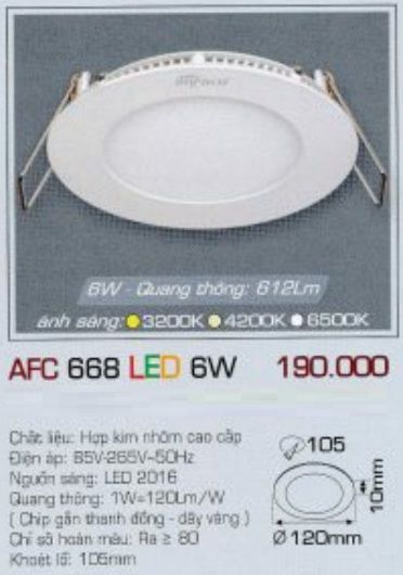 ĐÈN LED DOWNLIGHT ÂM TRẦN ANFACO 6W AFC668 / AFC 668