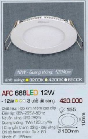  ĐÈN LED DOWNLIGHT ÂM TRẦN ĐỔI MÀU / 3 MÀU / 3 CHẾ ĐỘ ANFACO 12W AFC668 / AFC 668 