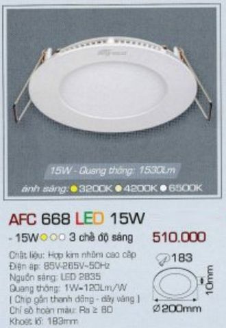  ĐÈN LED DOWNLIGHT ÂM TRẦN ĐỔI MÀU / 3 MÀU / 3 CHẾ ĐỘ ANFACO 15W AFC668 / AFC 668 