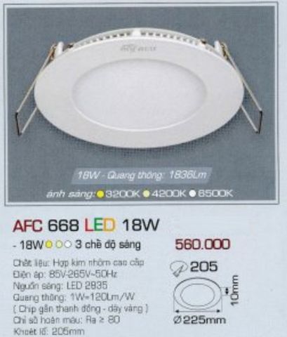  ĐÈN LED DOWNLIGHT ÂM TRẦN ĐỔI MÀU / 3 MÀU / 3 CHẾ ĐỘ ANFACO 18W AFC668 / AFC 668 