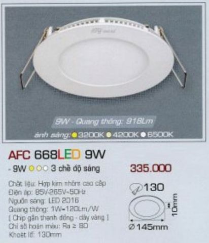  ĐÈN LED DOWNLIGHT ÂM TRẦN ĐỔI MÀU / 3 MÀU / 3 CHẾ ĐỘ ANFACO 9W AFC668 / AFC 668 