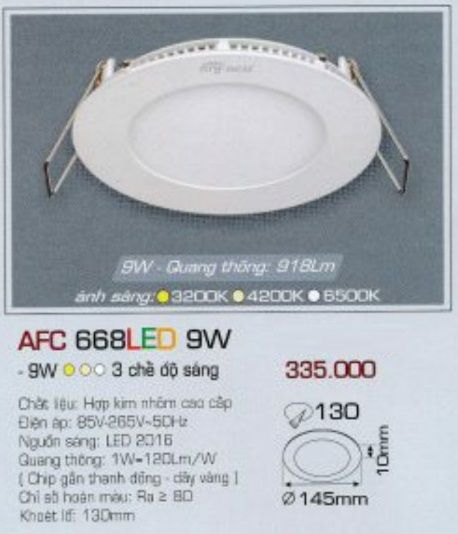 ĐÈN LED DOWNLIGHT ÂM TRẦN ĐỔI MÀU / 3 MÀU / 3 CHẾ ĐỘ ANFACO 9W AFC668 / AFC 668