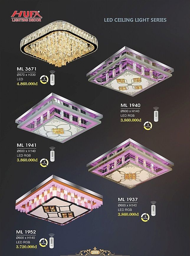Đèn chùm mâm pha lê led ốp trần trang trí phòng khách hufa ML 3671 - ML 1940 - ML 1941 - ML 1937 - ML 1952