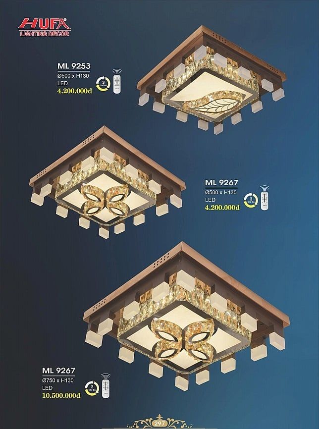 Đèn chùm mâm pha lê led ốp trần trang trí phòng khách hufa ML 9253 - ML 9267