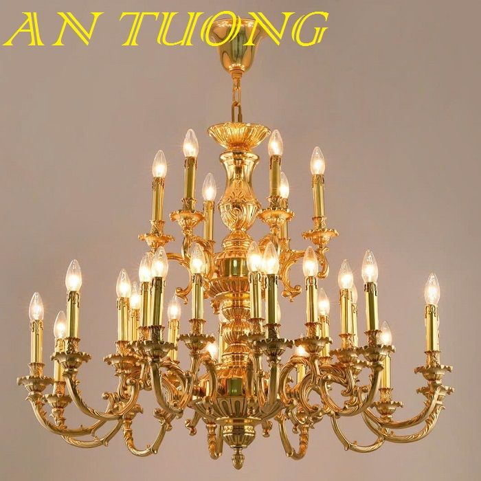 đèn chùm tân cổ điển trang trí phòng khách tân cổ điển 013