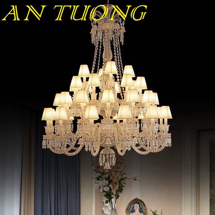 đèn chùm tân cổ điển trang trí phòng khách tân cổ điển 025.2