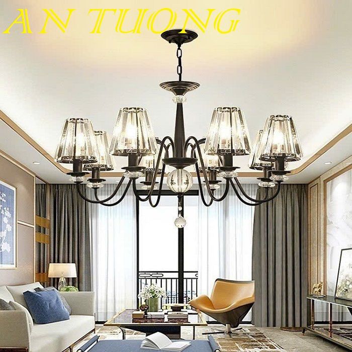 đèn chùm tân cổ điển trang trí phòng khách tân cổ điển 032