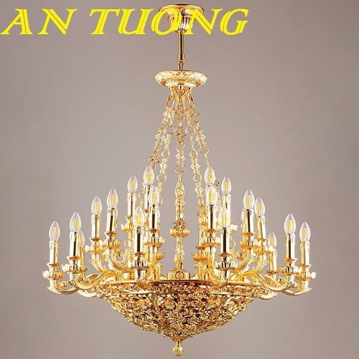 đèn chùm tân cổ điển trang trí phòng khách tân cổ điển 033