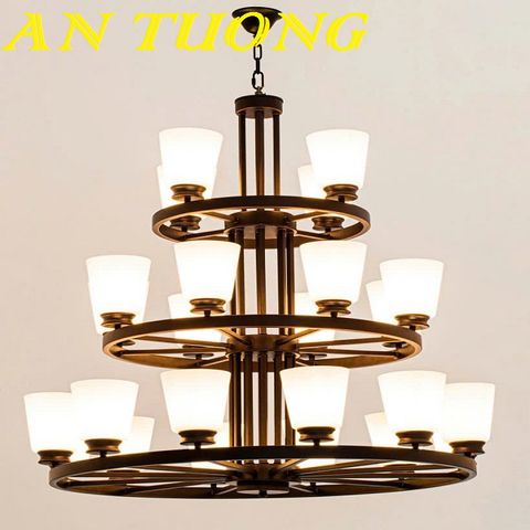  đèn chùm tân cổ điển trang trí phòng khách tân cổ điển 051 