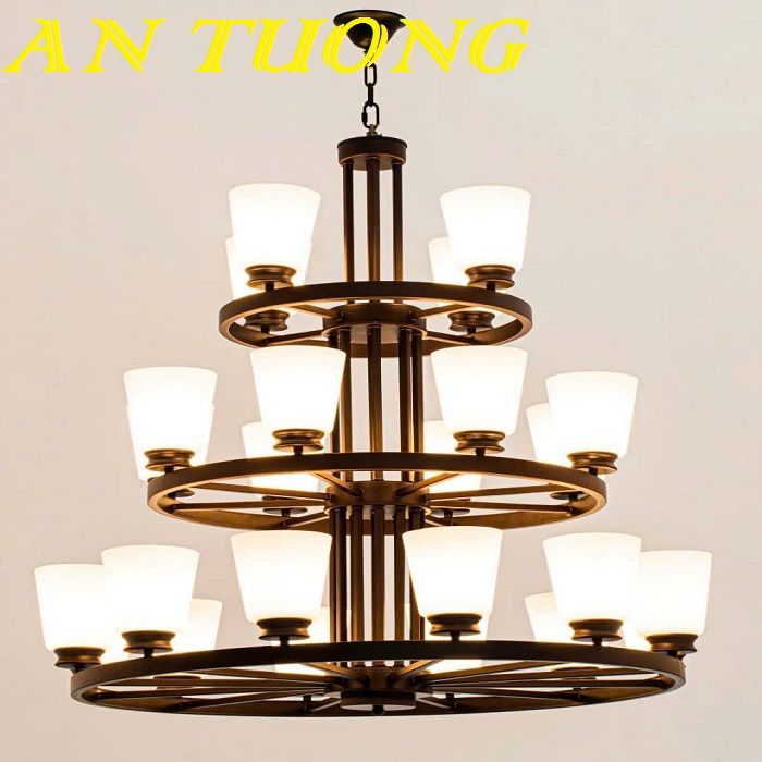 đèn chùm tân cổ điển trang trí phòng khách tân cổ điển 051