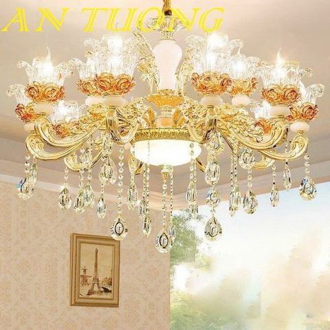  đèn chùm tân cổ điển trang trí phòng khách tân cổ điển 06 