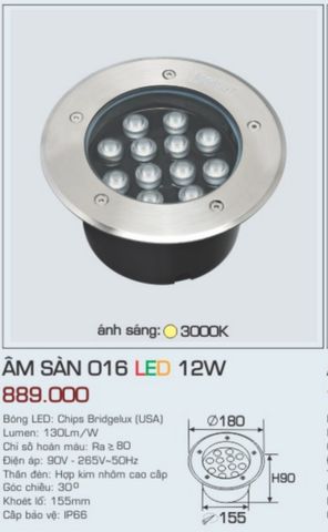  ĐÈN LED ÂM SÀN ANFACO ÂM SÀN 016 LED 12W 