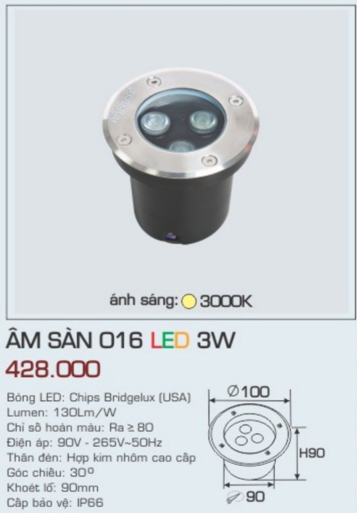 ĐÈN LED ÂM SÀN ANFACO ÂM SÀN 016 LED 3W