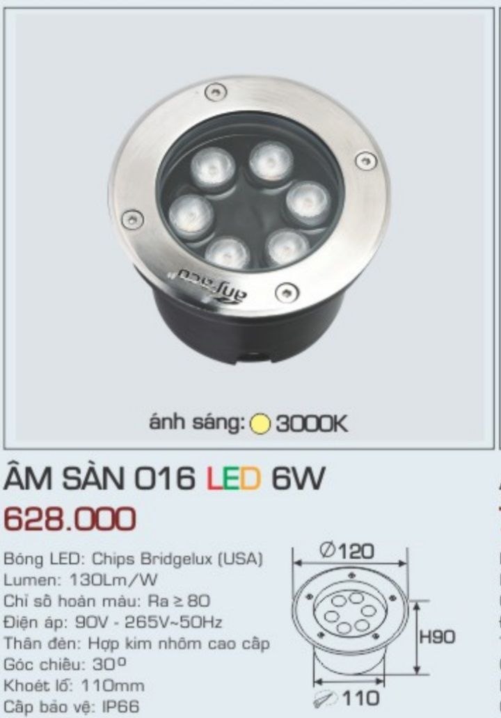 ĐÈN LED ÂM SÀN ANFACO ÂM SÀN 016 LED 6W