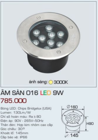  ĐÈN LED ÂM SÀN ANFACO ÂM SÀN 016 LED 9W 