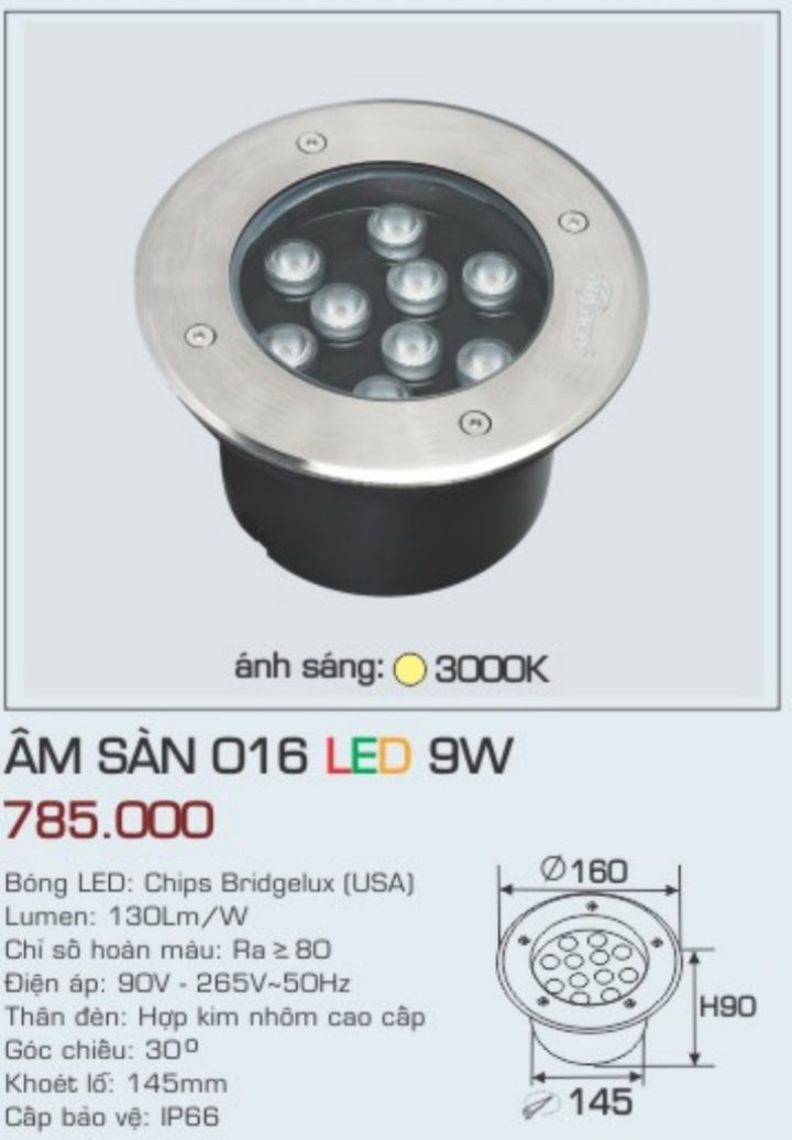 ĐÈN LED ÂM SÀN ANFACO ÂM SÀN 016 LED 9W