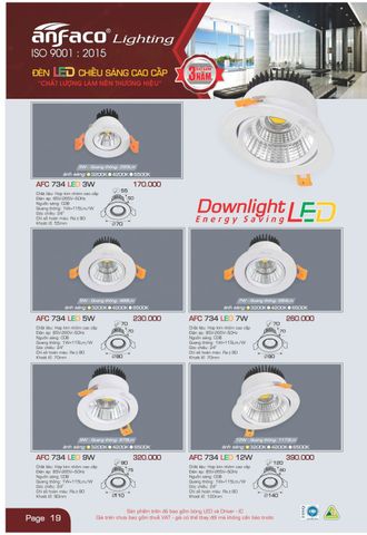  ĐÈN LED ÂM TRẦN ANFACO AFC734 LED 3W / AFC 734 LED 3W, AFC734 LED 5W / AFC 734 LED 5W, AFC734 LED 7W / AFC 734 LED 7W, AFC734 LED 9W / AFC 734 LED 9W, AFC734 LED 12W / AFC 734 LED 12W 