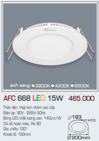  Đèn led âm trần anfaco 15w afc 668 led 15w / afc668 led 15w 