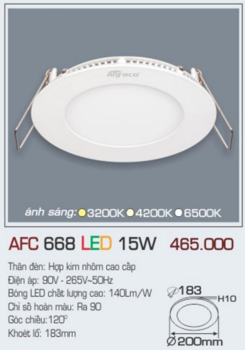 Đèn led âm trần anfaco 15w afc 668 led 15w / afc668 led 15w