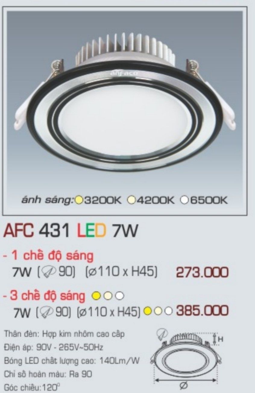 Đèn led âm trần anfaco afc 413 led 7w