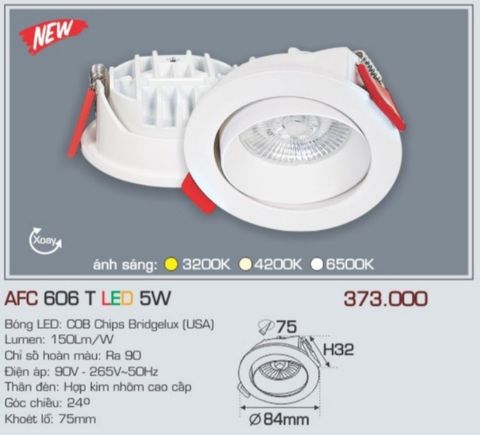  Đèn led âm trần anfaco afc 606t led 5w 