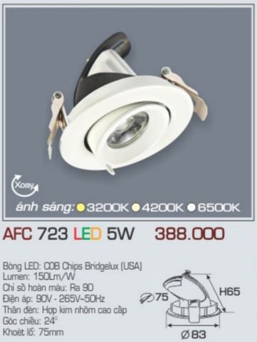  Đèn led âm trần anfaco afc 723 led 5w 