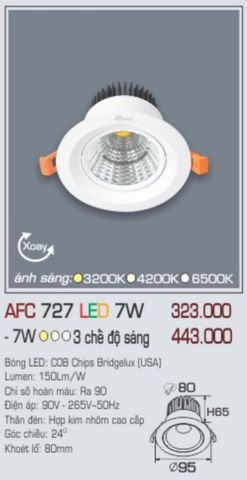  Đèn led âm trần anfaco afc 727 led 7w 