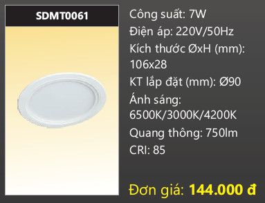  ĐÈN LED ÂM TRẦN DUHAL ĐỔI MÀU SDMT0061 - 6W 