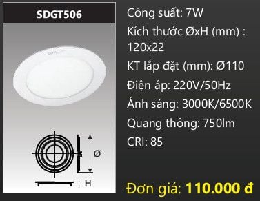  ĐÈN LED ÂM TRẦN DUHAL 6W SDGT506 (SDGT 506 / DGT506 / DGT 506) 