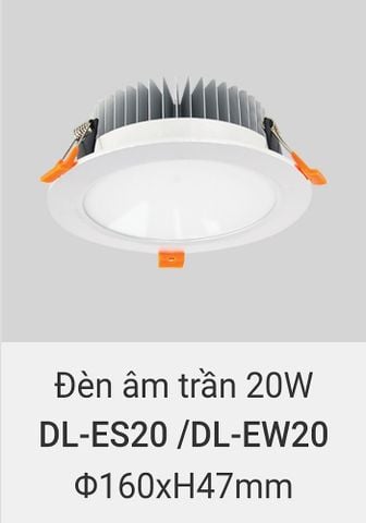  Đèn led âm trần vinaled 20w DL ES20 , DL EW20 