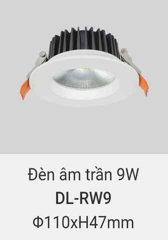  Đèn led âm trần vinaled 9w DL RW9 