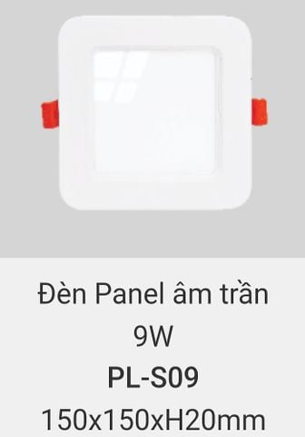  Đèn led âm trần vuông vinaled 9w PL S09 