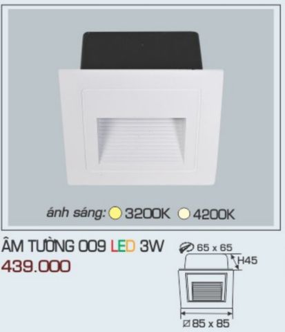  ĐÈN LED ÂM TƯỜNG ANFACO ÂM TƯỜNG 009 LED 3W 