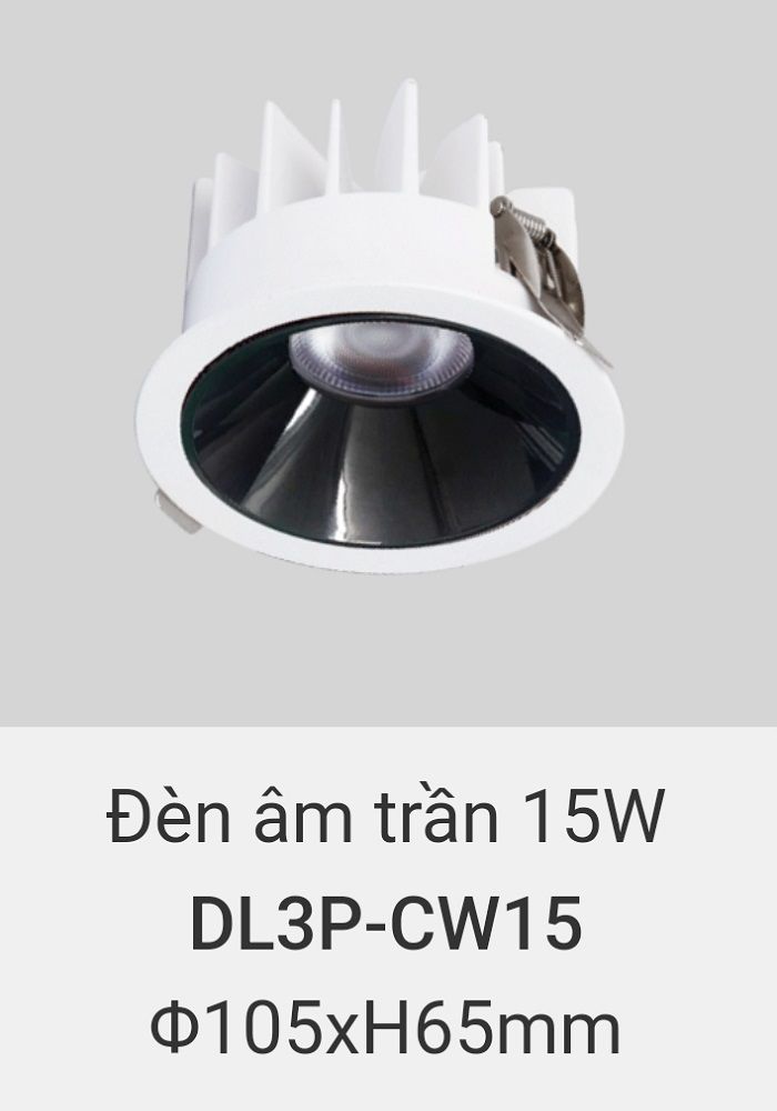 Đèn led downlight âm trần vinaled 15w DL3P CW15