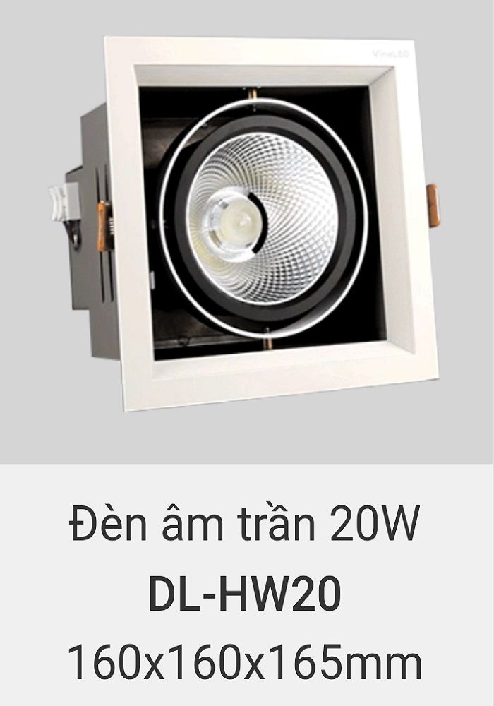Đèn led downlight âm trần vinaled 20w DL HW20
