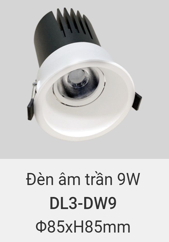 Đèn led downlight âm trần vinaled 9w DL3 DW9