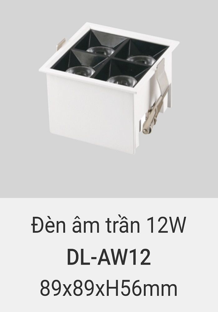 Đèn led downlight âm trần vuông vinaled 12w DL AW12